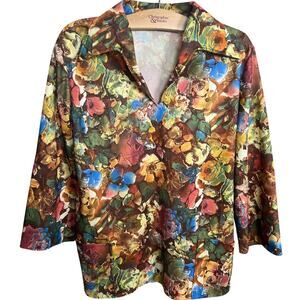 1960's John Abbott Floral AOP Pullover Women's Sweater Long Sleeve
